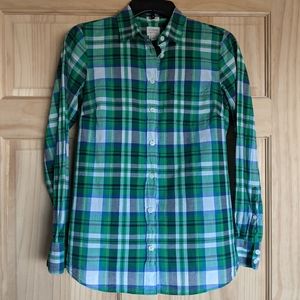 J. Crew Perfect Fit Green Plaid Button Down